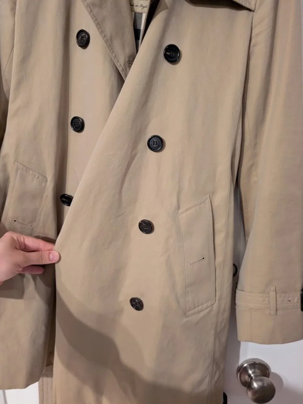 Burberry London Kensington Medium Honey Beige Trench Coat US 6 EUC VINTAGE - Picture 4 of 16